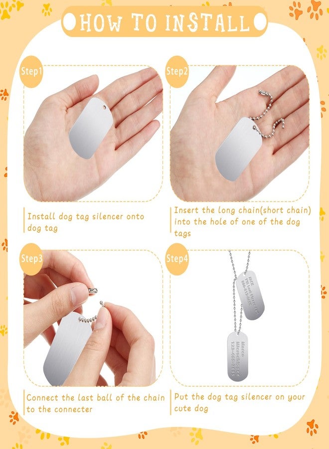 Romooa 20 Pieces Military Dog Tags Set Including 10 Stainless Steel Army Blank Dog Tags 10 Steel Chains Personalized Pet Oval Pendant Necklaces for Stamping Engraving DIY Halloween Craft(Silver) - Image 4